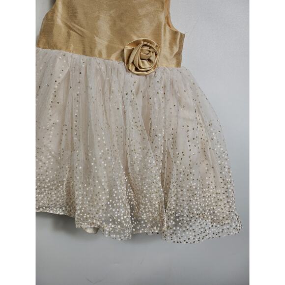 Holiday Editions Girl's Tan Gold Sparkle Dress Size 18M - Picture 4 of 12